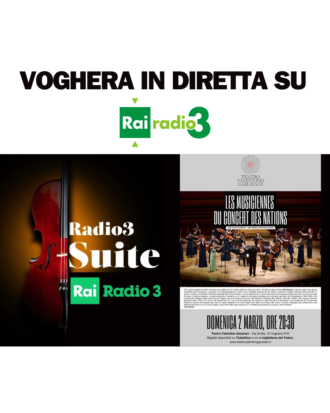 RADIO 3 (1) Teatro Valentino Garavani di Voghera per la prima volta su RAI Radio 3
